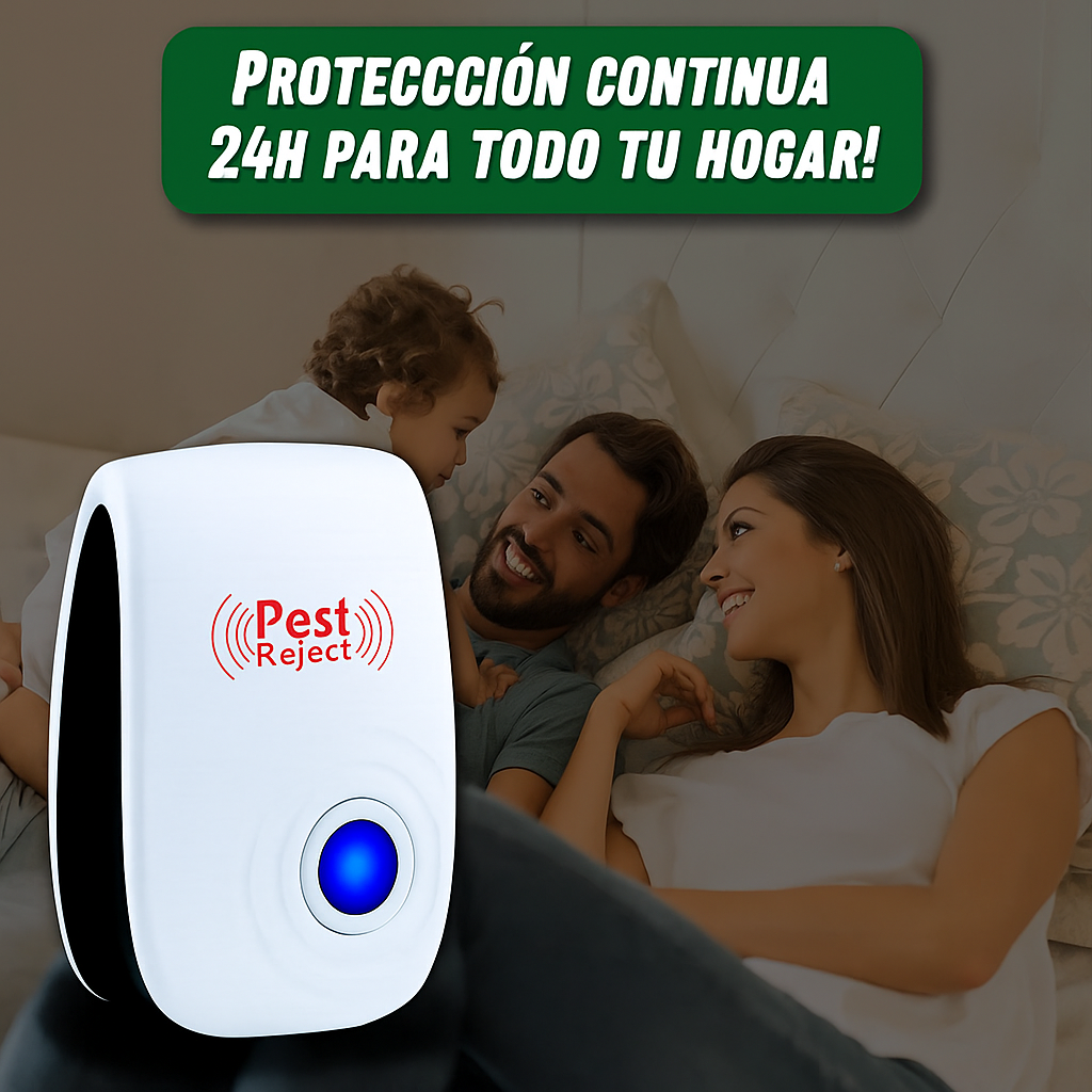 Repelente ultrasónico Pest Reject 200 m² – silencioso, sin veneno y seguro para mascotas y chicos